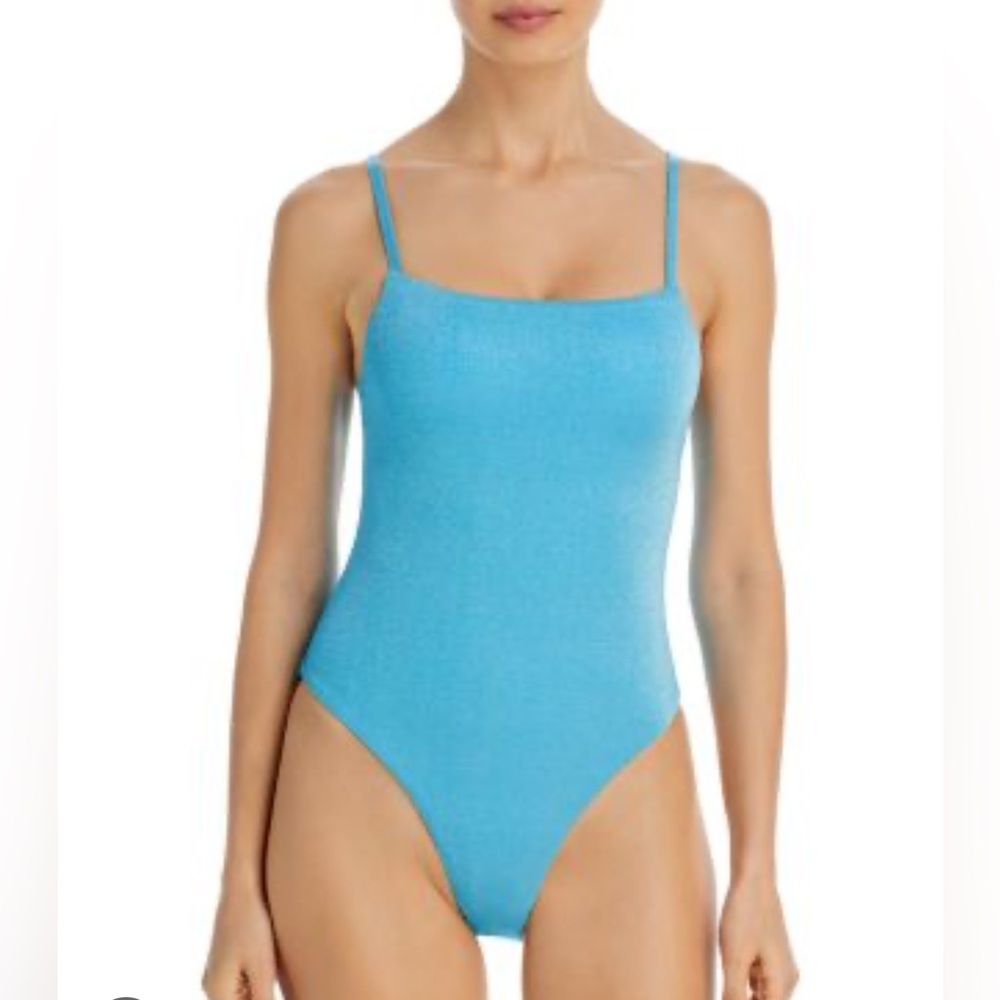 Bloomingdale's Blue One Piece Swimsuit with Square Neckline